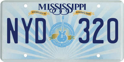 MS license plate NYD320