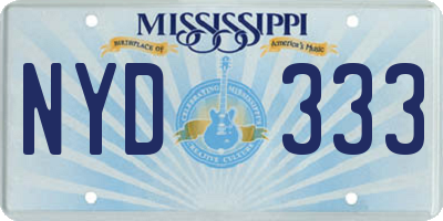 MS license plate NYD333
