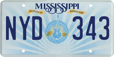 MS license plate NYD343