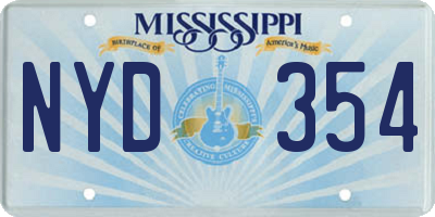 MS license plate NYD354