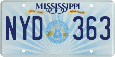 MS license plate NYD363