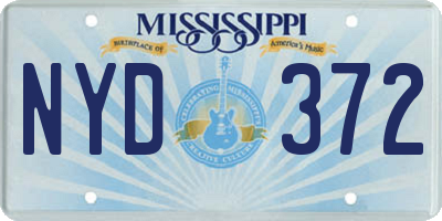 MS license plate NYD372