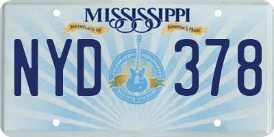 MS license plate NYD378