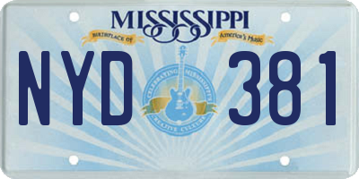 MS license plate NYD381