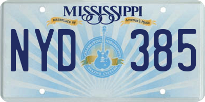 MS license plate NYD385