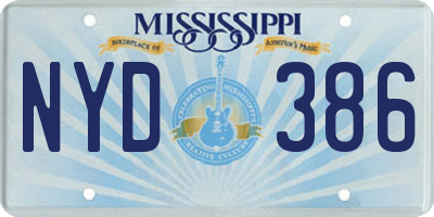 MS license plate NYD386
