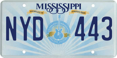 MS license plate NYD443