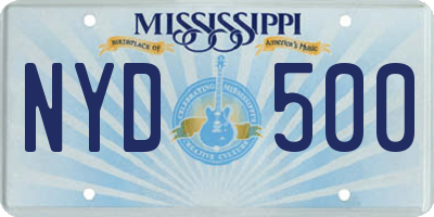 MS license plate NYD500
