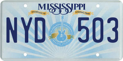 MS license plate NYD503