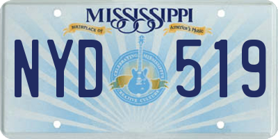 MS license plate NYD519