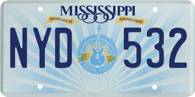 MS license plate NYD532