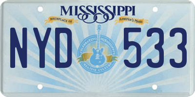 MS license plate NYD533