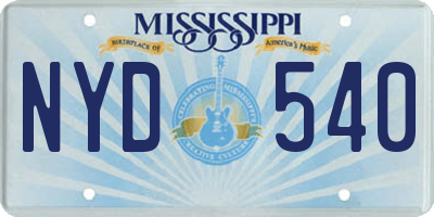 MS license plate NYD540