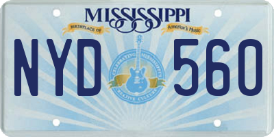 MS license plate NYD560