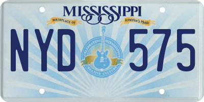MS license plate NYD575