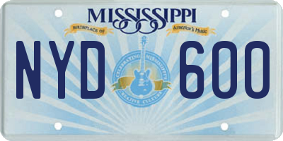 MS license plate NYD600