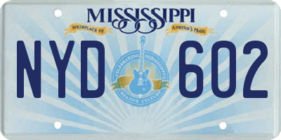 MS license plate NYD602