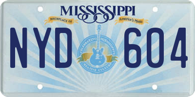 MS license plate NYD604