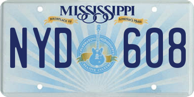MS license plate NYD608