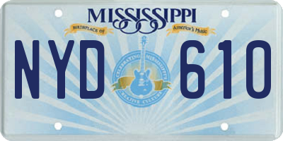 MS license plate NYD610