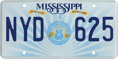 MS license plate NYD625