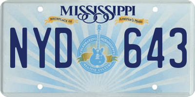 MS license plate NYD643