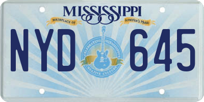 MS license plate NYD645