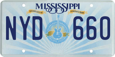 MS license plate NYD660
