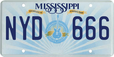 MS license plate NYD666