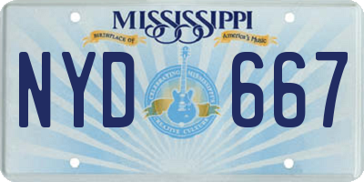 MS license plate NYD667