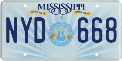 MS license plate NYD668