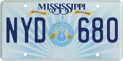 MS license plate NYD680