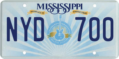 MS license plate NYD700