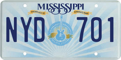 MS license plate NYD701