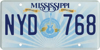 MS license plate NYD768