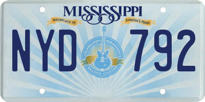 MS license plate NYD792