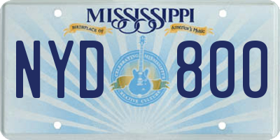 MS license plate NYD800