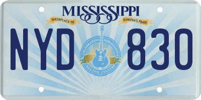 MS license plate NYD830