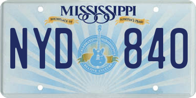 MS license plate NYD840