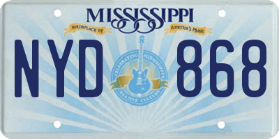 MS license plate NYD868