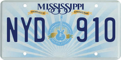 MS license plate NYD910
