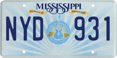 MS license plate NYD931