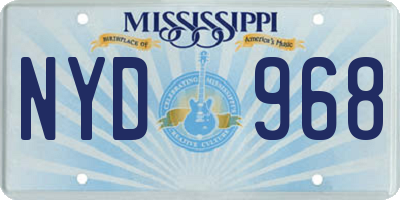 MS license plate NYD968