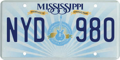 MS license plate NYD980