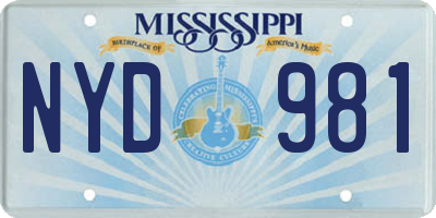 MS license plate NYD981