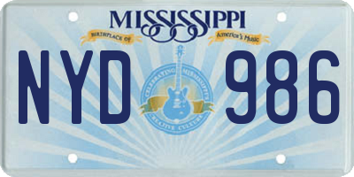 MS license plate NYD986