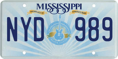 MS license plate NYD989