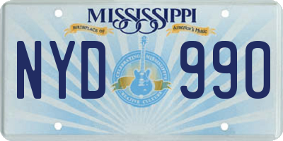 MS license plate NYD990