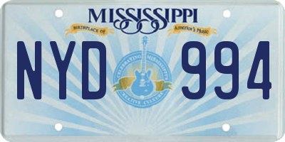 MS license plate NYD994