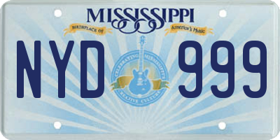 MS license plate NYD999
